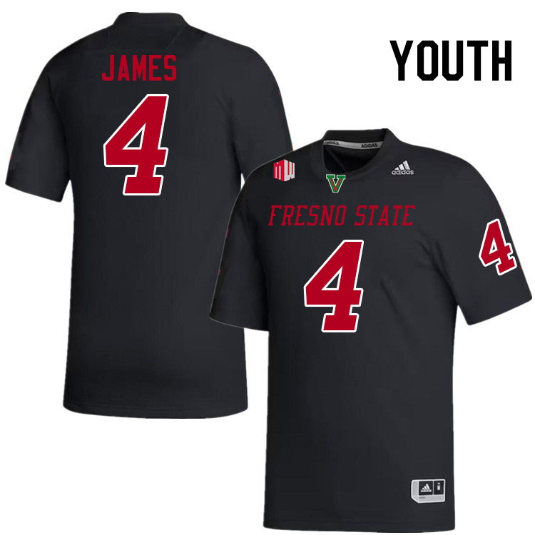 Youth #4 Chedon James Fresno State Bulldogs College Football Jerseys Stitched-Black